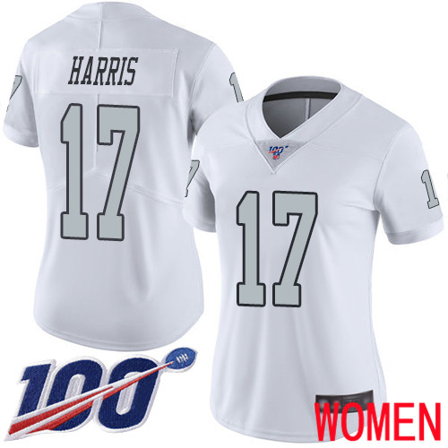 Oakland Raiders Limited White Women Dwayne Harris Jersey NFL Football 17 100th Season Rush Vapor Jersey